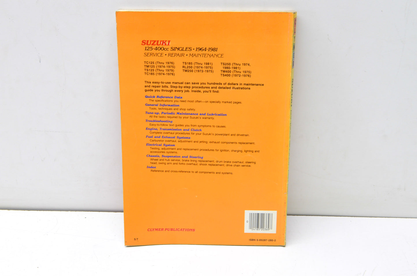 Clymer Suzuki 125-400cc Singles 1964-1981 Service Repair Maintenance Manual