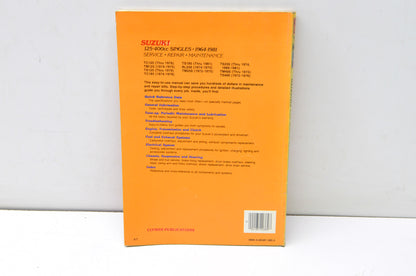 Clymer Suzuki 125-400cc Singles 1964-1981 Service Repair Maintenance Manual