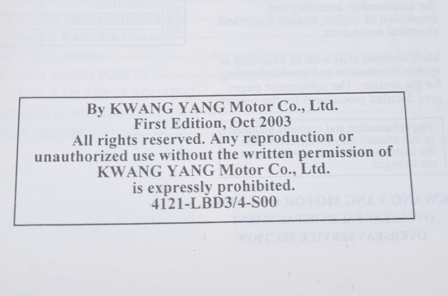 KYMCO 4121-LBD3/4-S00 Mongoose 90/50 Service Manual