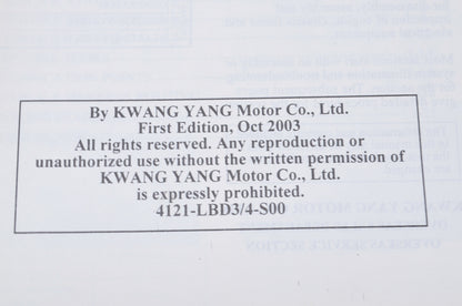 KYMCO 4121-LBD3/4-S00 Mongoose 90/50 Service Manual