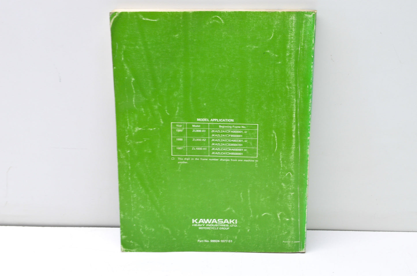 OEM Kawasaki 99924-1077-51 Service Manual Supplement ZL900/1000