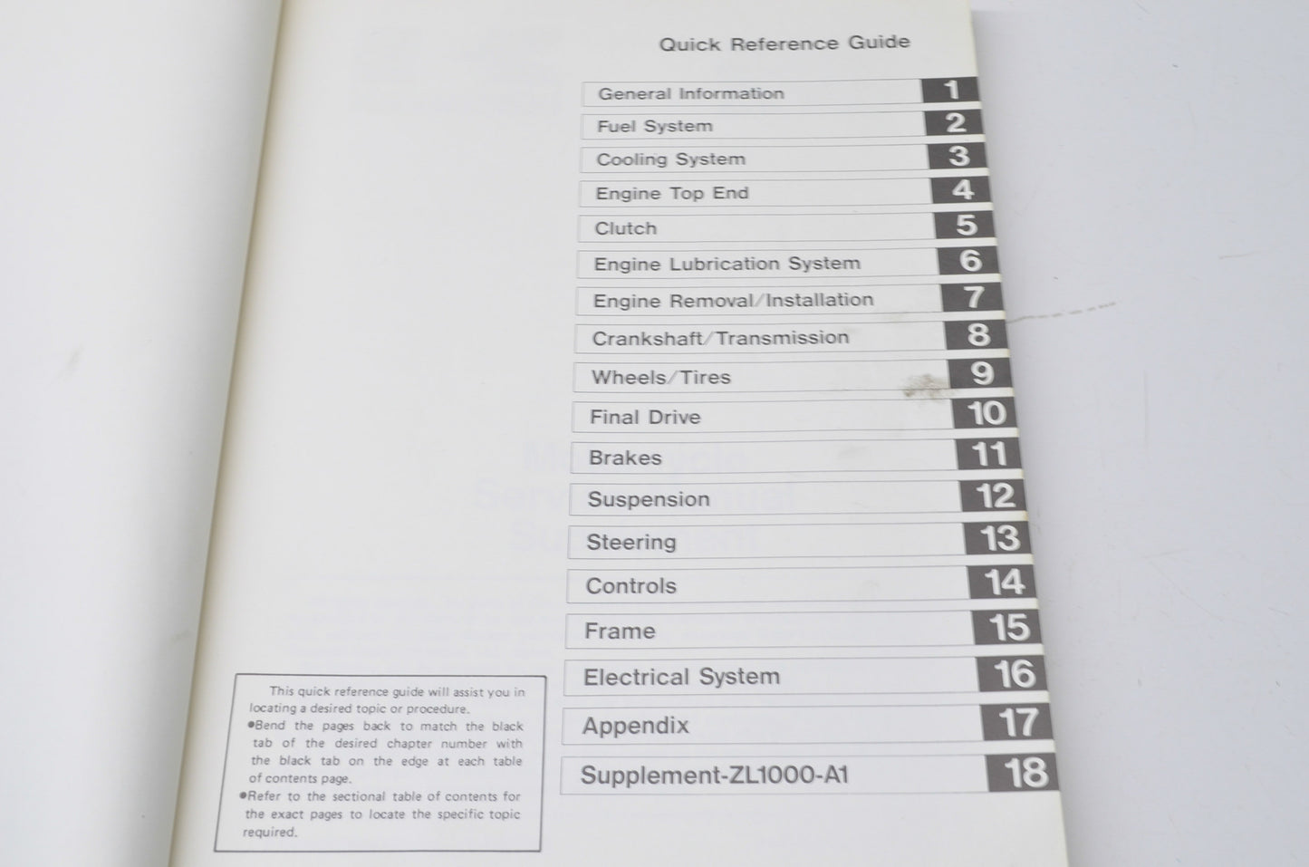 OEM Kawasaki 99924-1077-51 Service Manual Supplement ZL900/1000