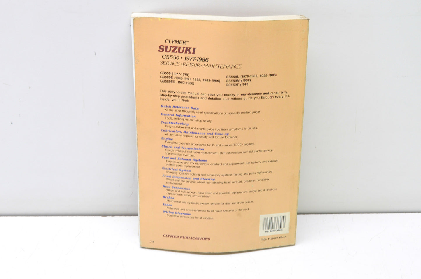 Clymer 1977-1986 Suzuki GS550 Service Repair Maintenance Manual