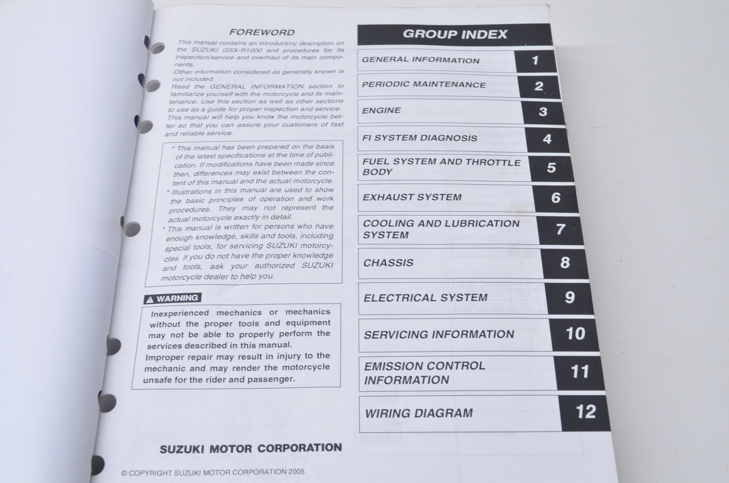 OEM Suzuki 99500-39270-03E GSX-R1000 2005- Serv. Manual