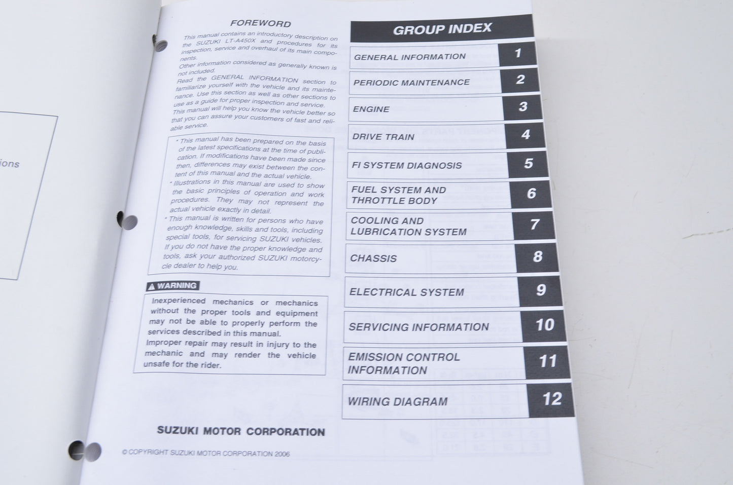 OEM Suzuki 99500-44070-03E Service Manual LT-A450X