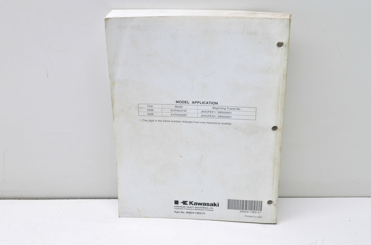 OEM Kawasaki 2006 Brute Force 650 4x4i Service Manual