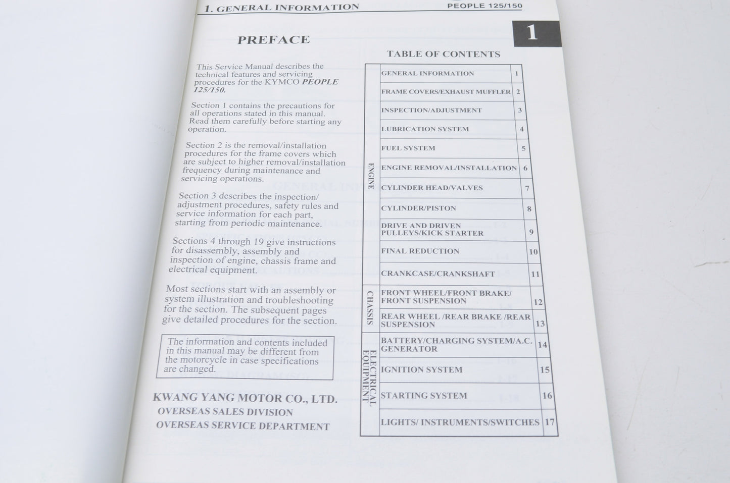 KYMCO People 125/150 Service Manual
