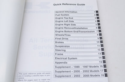 New OEM Kawasaki 1988-2005 KLF300, BAYOU 300 Service Manual Supplement NOS