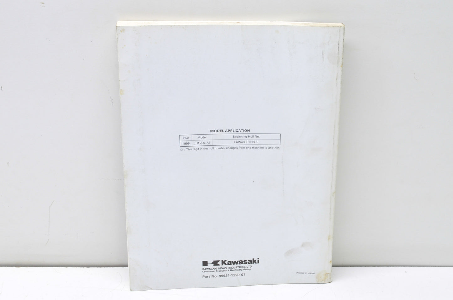 OEM Kawasaki 99924-1220-01 Service Manual JH1200-A