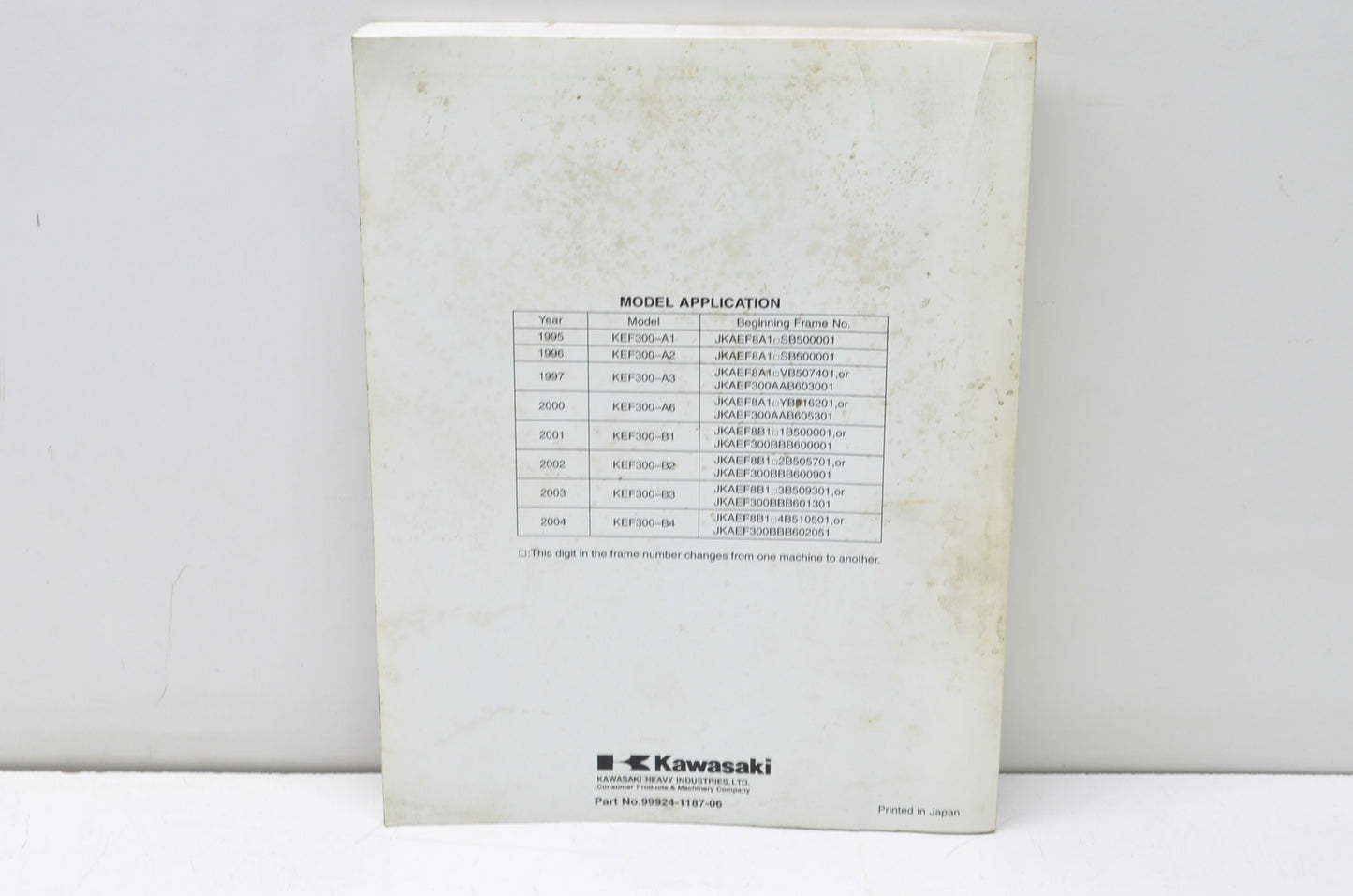 OEM Kawasaki 99924-1187-06 Service Manual KEF300B
