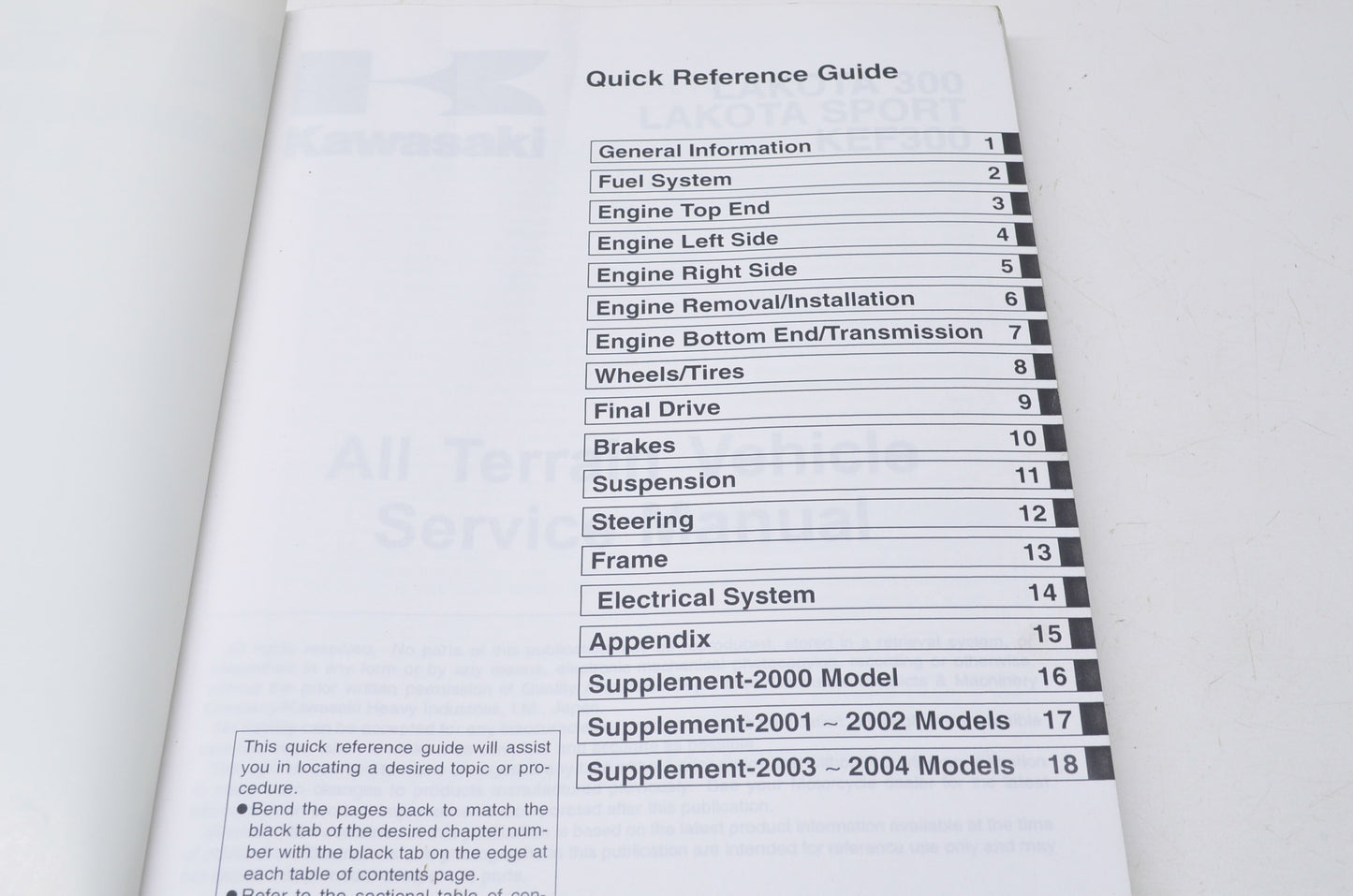 OEM Kawasaki 99924-1187-06 Service Manual KEF300B