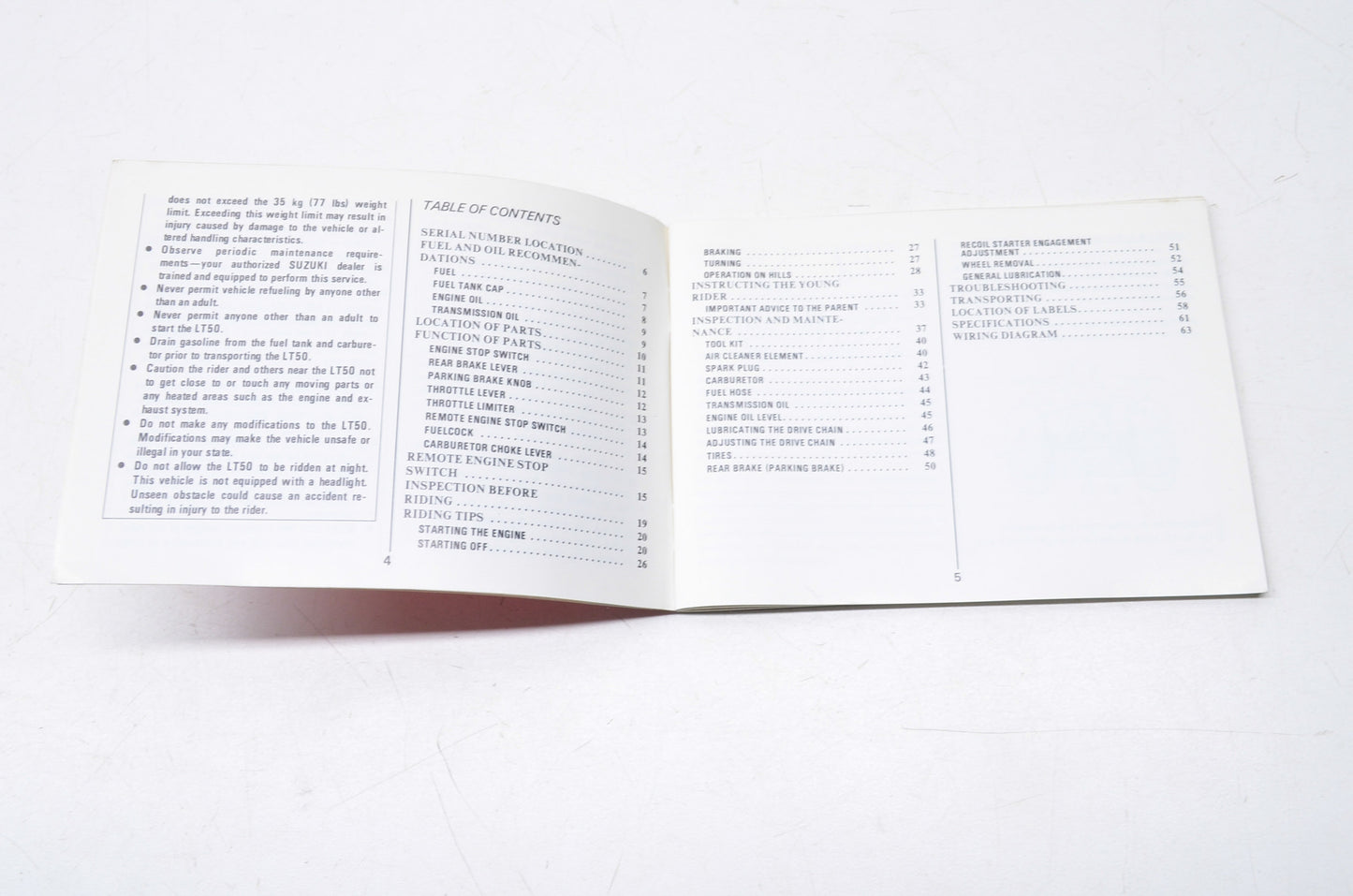 New OEM Suzuki LT50 Owner's Manual NOS