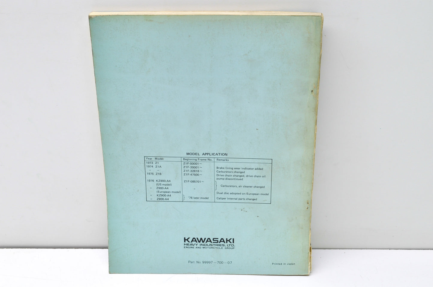 OEM Kawasaki 99997-700-07 Service Manual Z SERIES