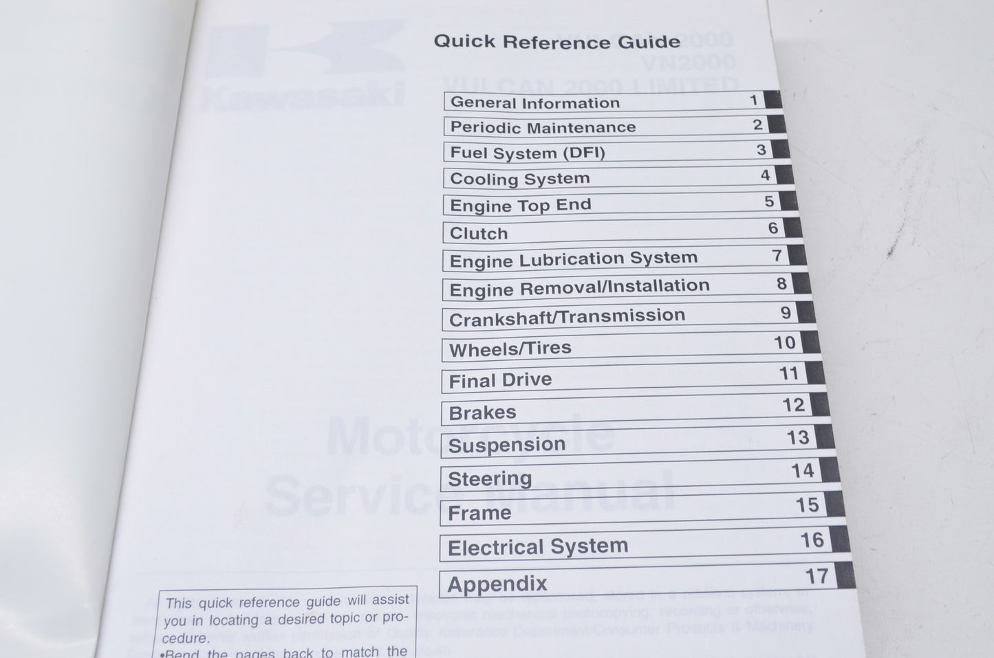 OEM Kawasaki 99924-1320-03 Service Manual VN2000A/D/E/F NOS