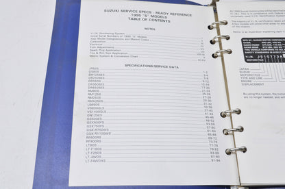 OEM Suzuki 99923-03951 1995 S Model Ready Reference & Service Specifications Man