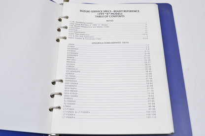 OEM Suzuki 99923-03991 1999 X Model Ready Reference & Service Specifications Man