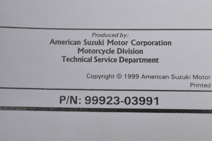 OEM Suzuki 99923-03991 1999 X Model Ready Reference & Service Specifications Man