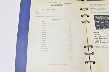 OEM Suzuki 99923-03841 1984 E Model Service Specifications & Ready Reference Man