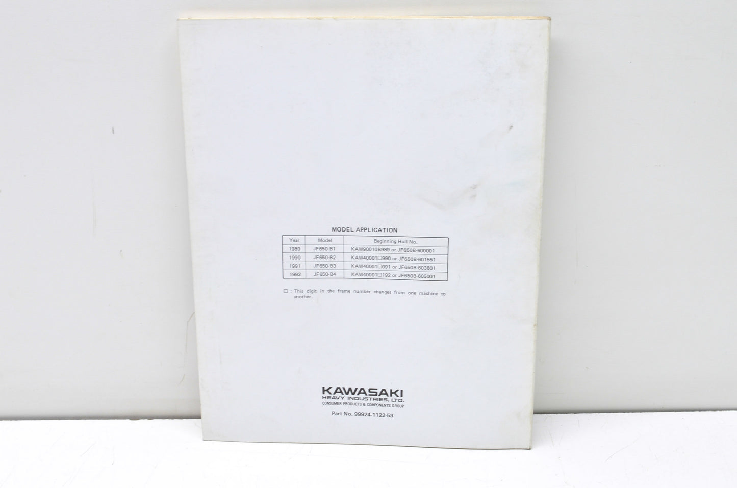 OEM Kawasaki 99924-1122-53 Service Manual Supplement JF650B NOS