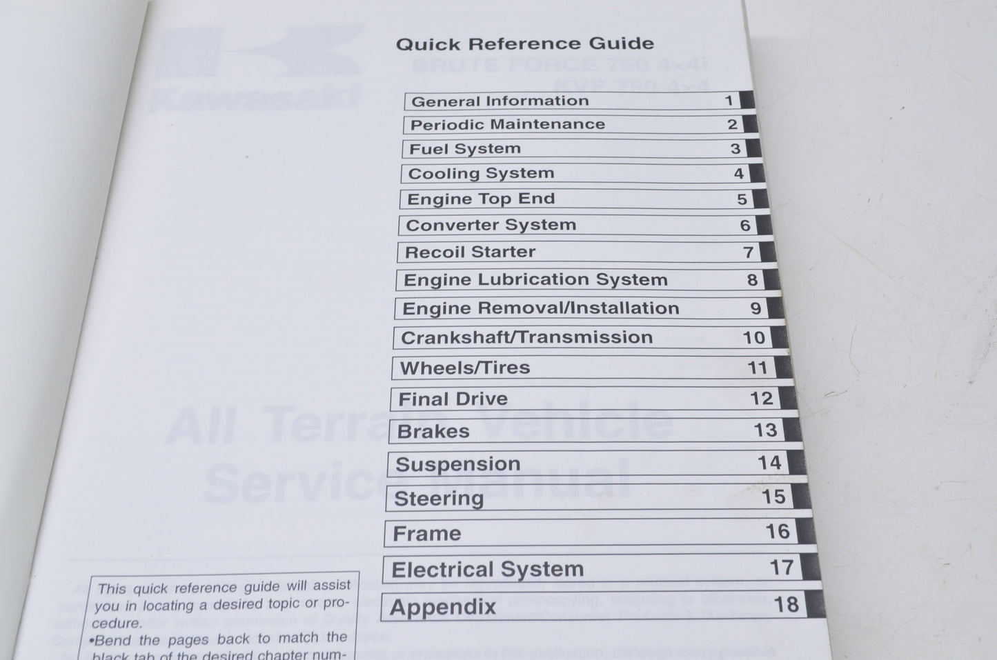 OEM Kawasaki 2005 Brute Force 750 4x4i, KVF 750 4x4 Service Manual
