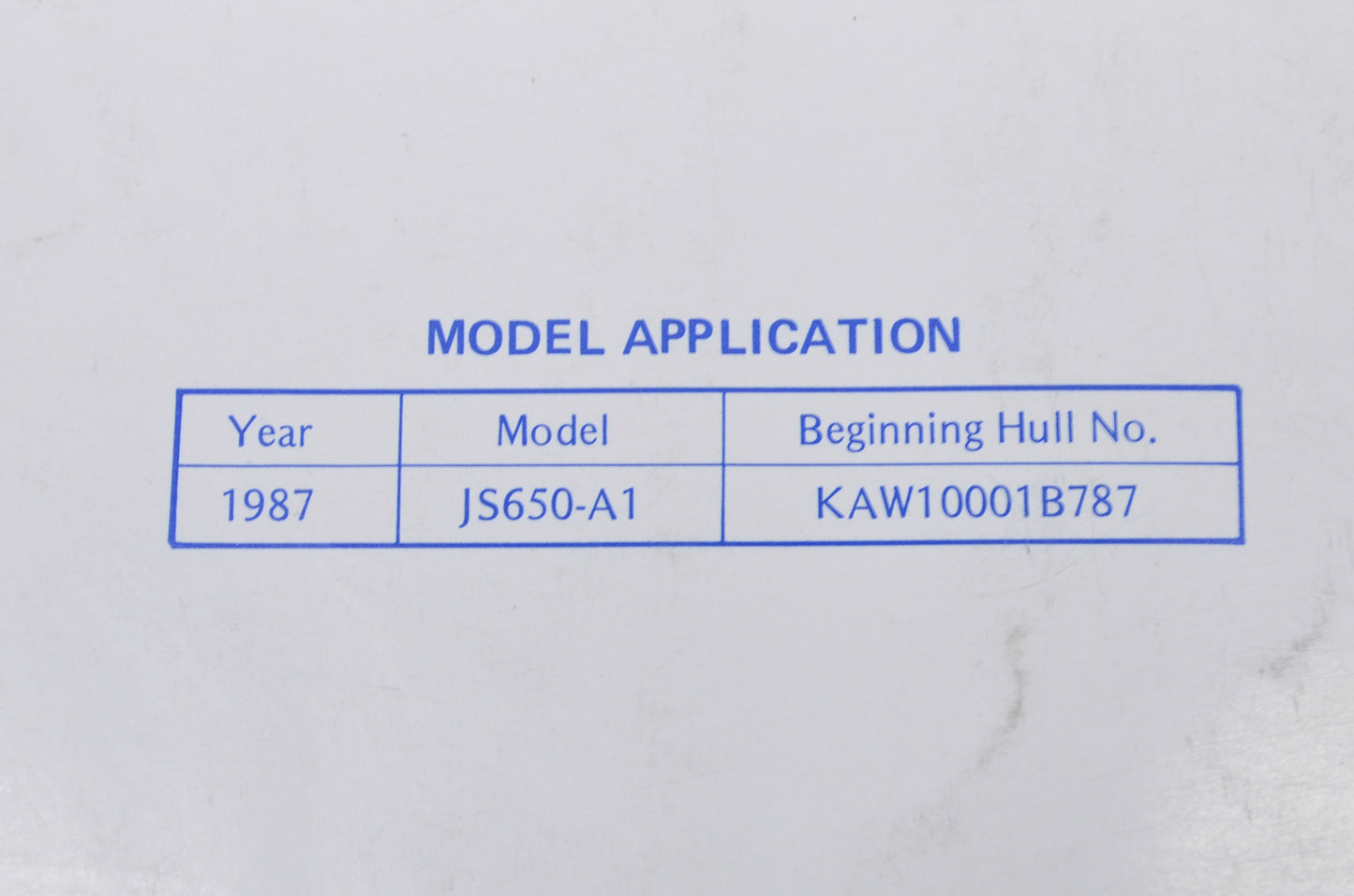 OEM Kawasaki 99924-1087-51 Service Manual Supplement JS650A