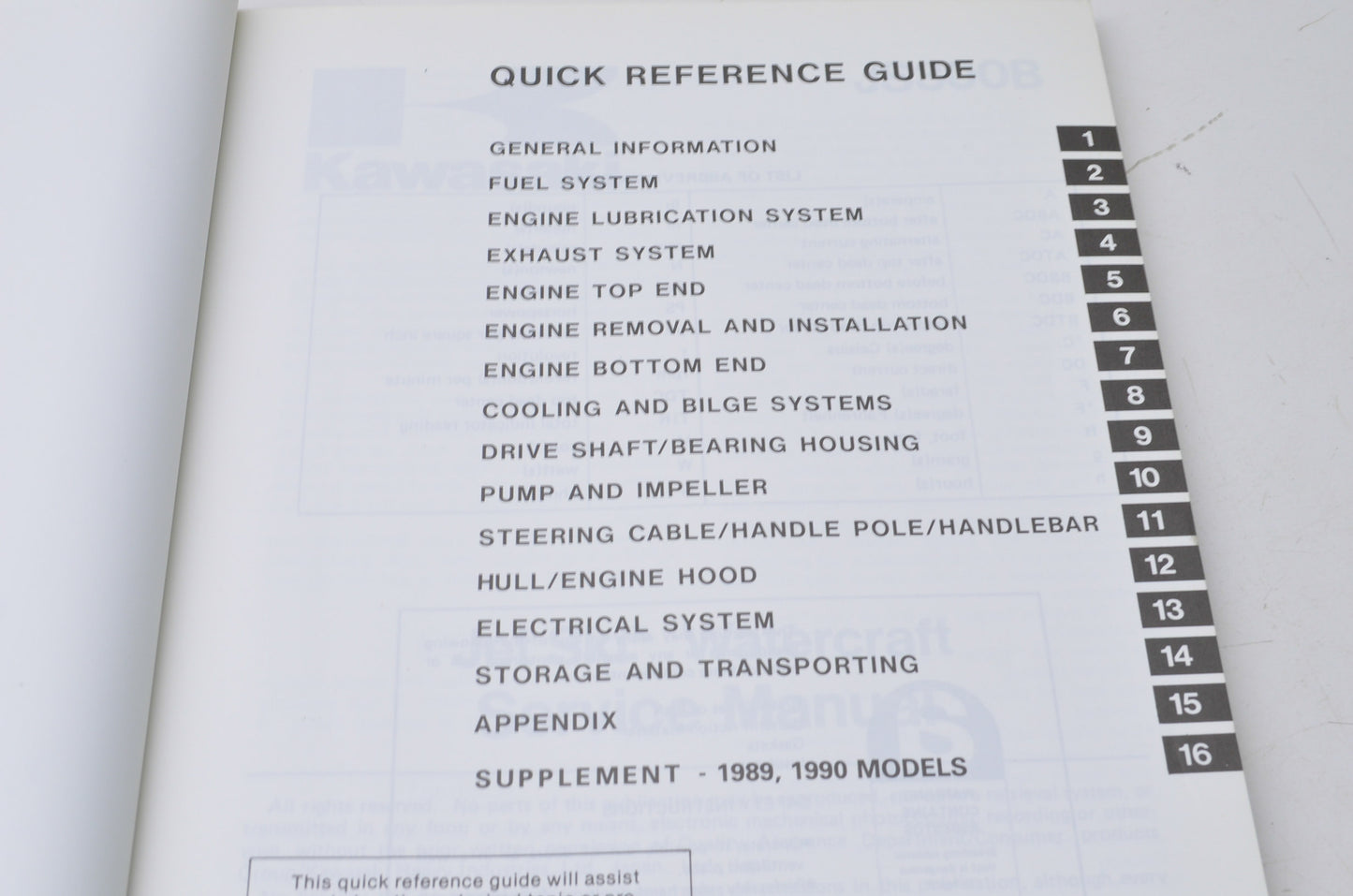New OEM Kawasaki 1986-1990 JS300 Jet Ski Watercraft Service Manual NOS