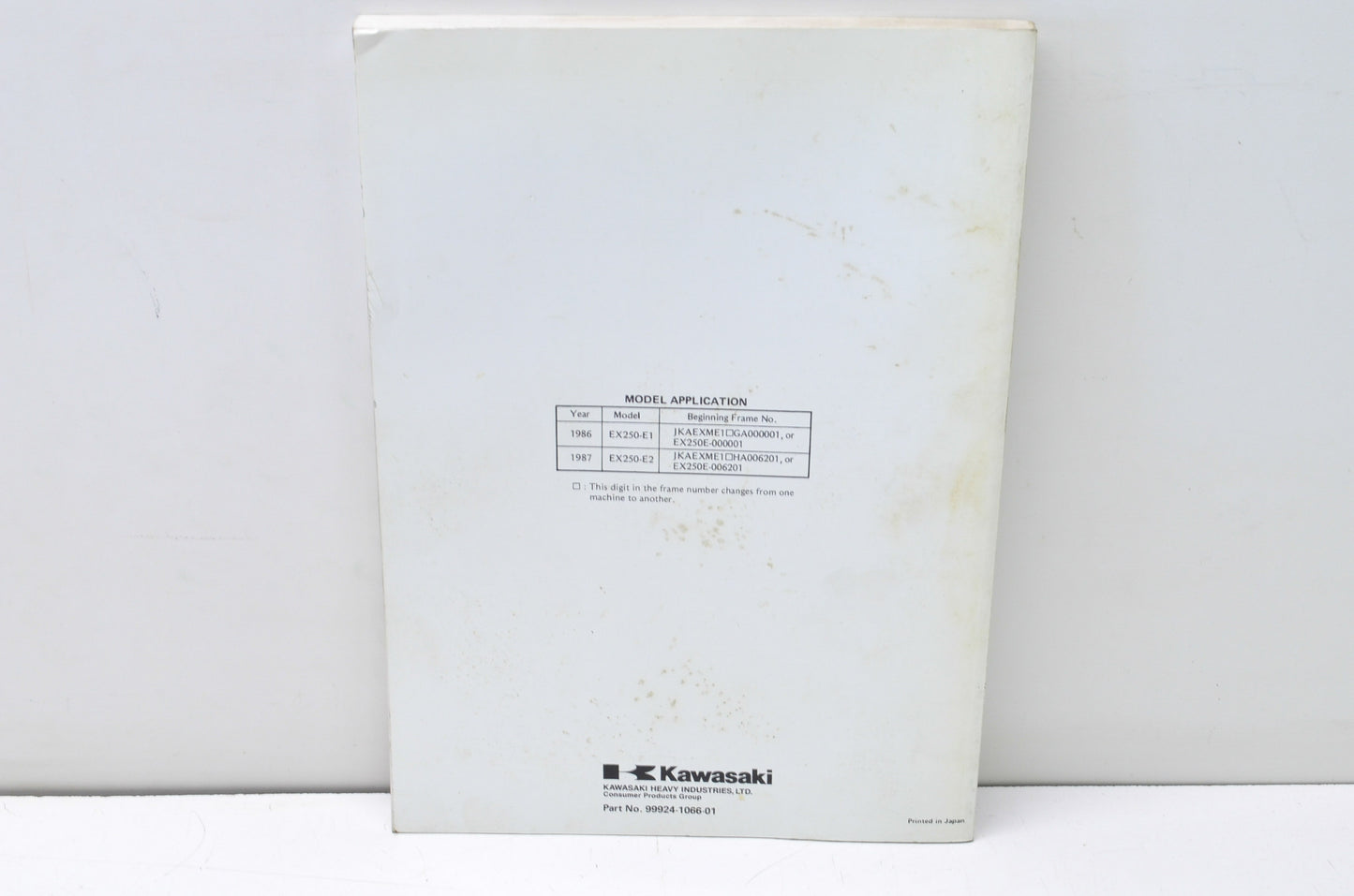 OEM Kawasaki 99924-1066-01 Service Manual EX250E/F EL250B/E NOS