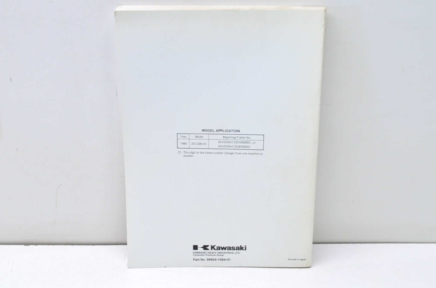 OEM Kawasaki 99924-1064-01 Service Manual ZG1200A NOS