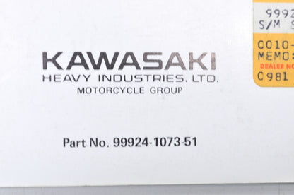OEM Kawasaki 99924-1073-51 Service Manual Supplement ZL600A NOS