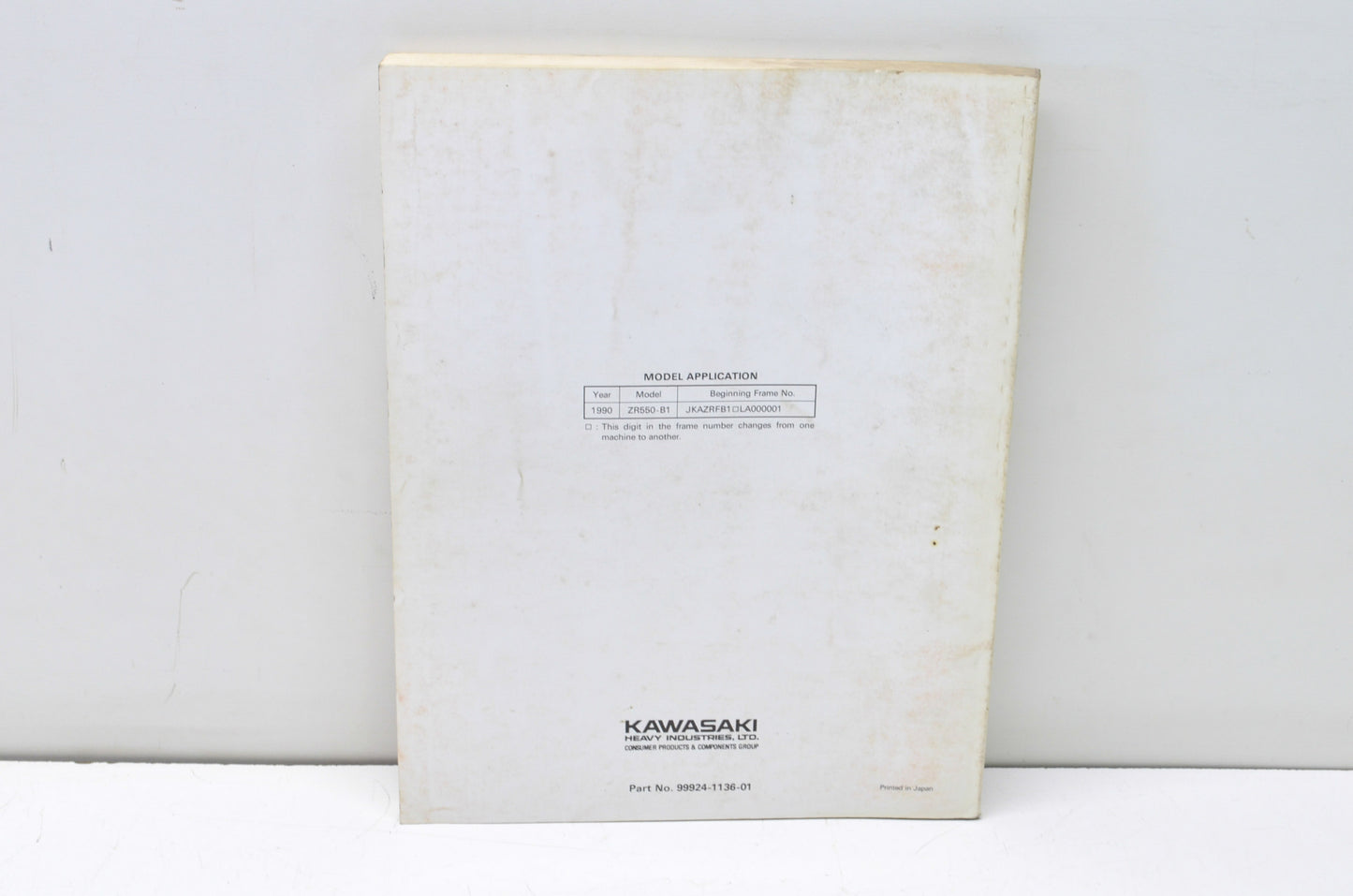 OEM Kawasaki 99924-1136-01 Service Manual ZR550B NOS