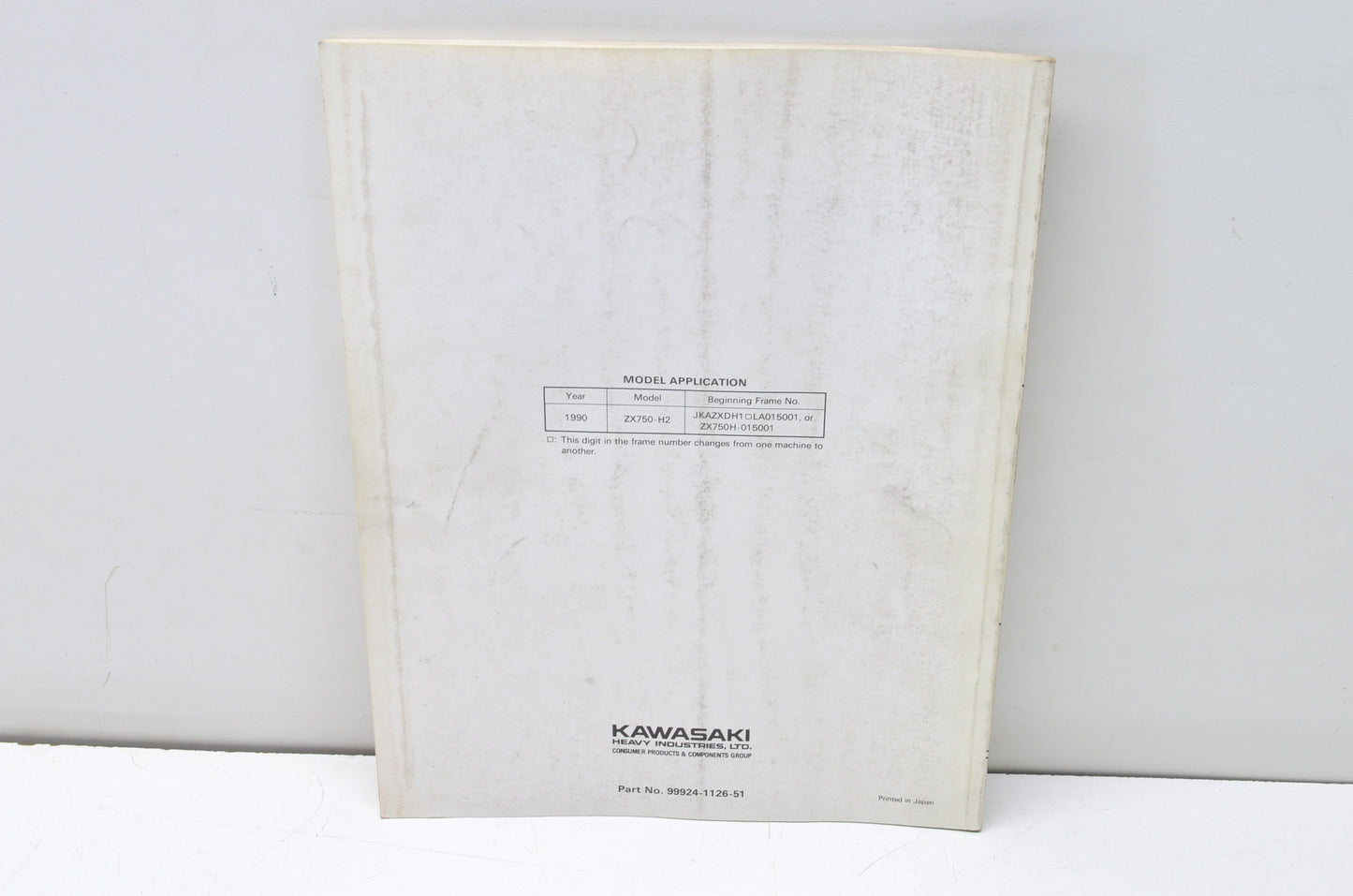 OEM Kawasaki 99924-1126-51 Service Manual Supplement ZX750H2
