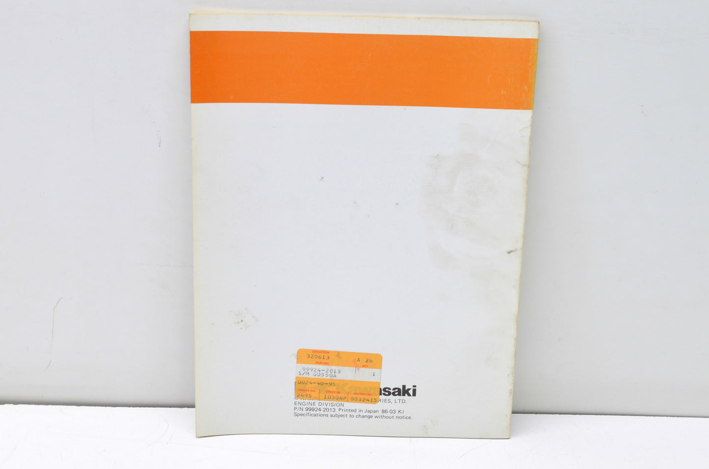 OEM Kawasaki 99924-2013 Service Manual GD550A NOS