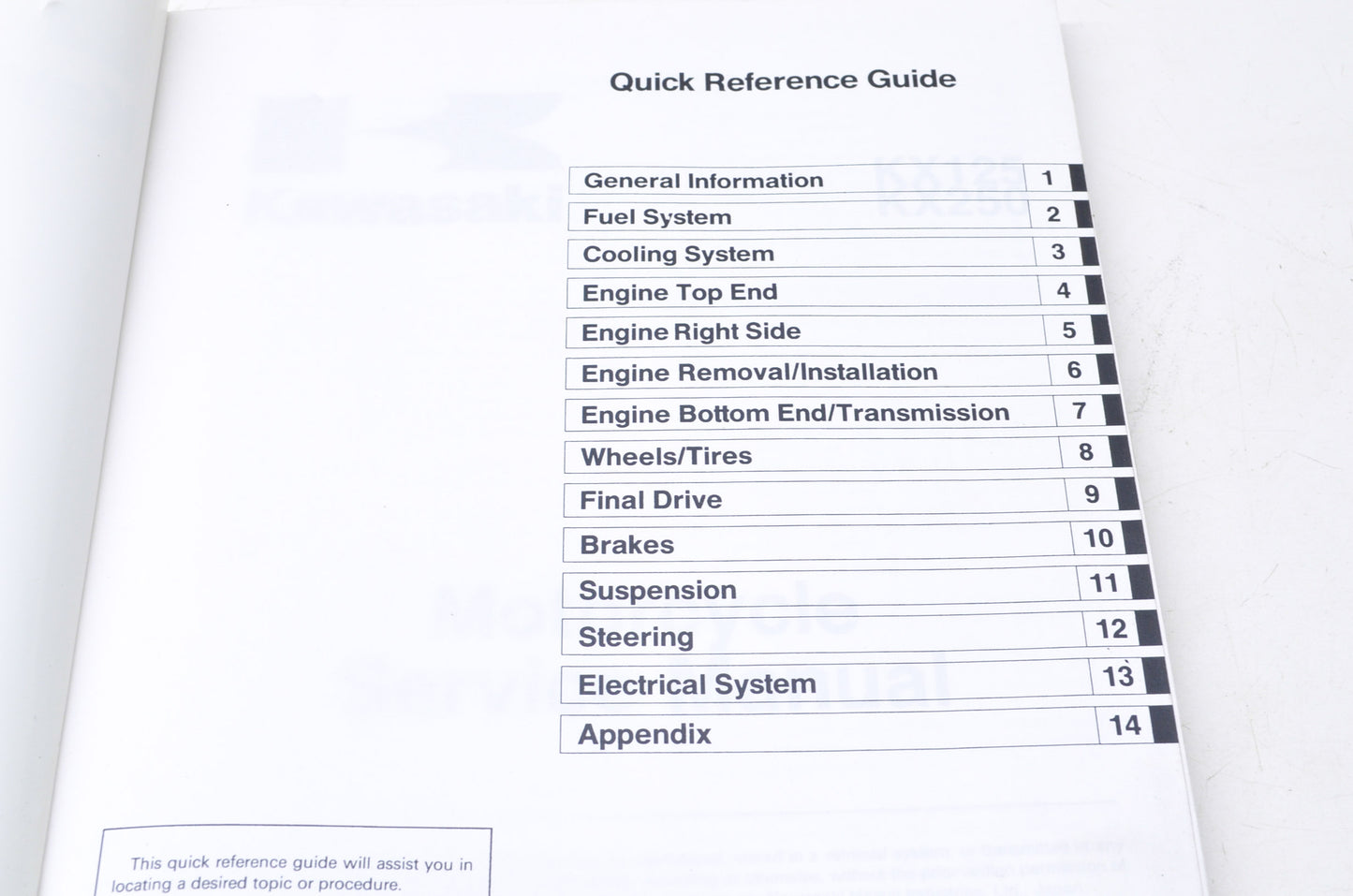OEM Kawasaki 99924-1244-04 Service Manual KX125/250L