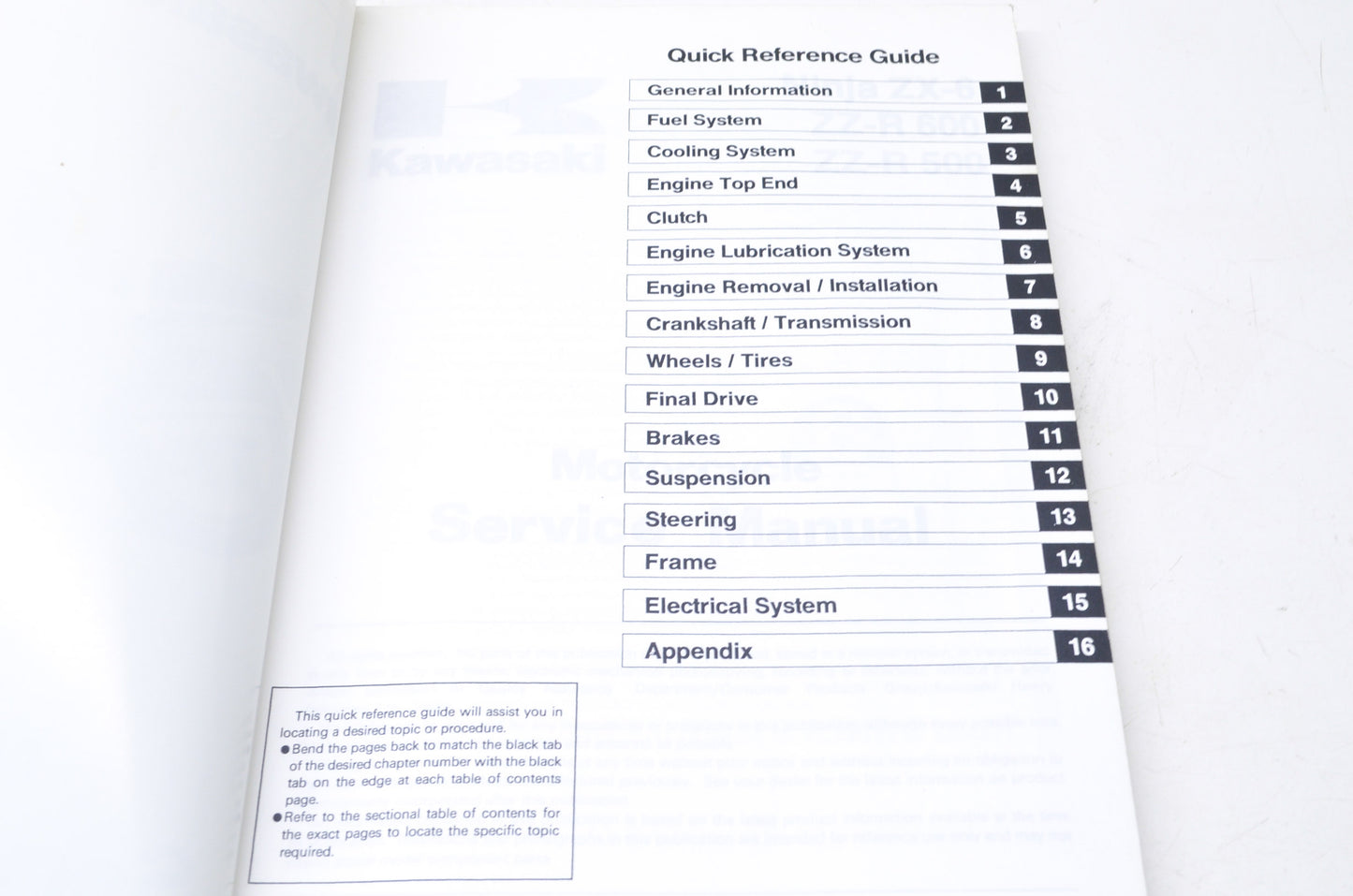 OEM Kawasaki 99924-1128-02 Service Manual ZX600D/E
