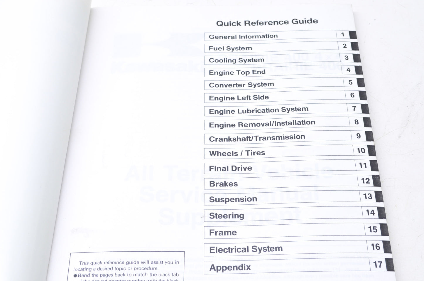 OEM Kawasaki 99924-1243-54 Service Manual Supplement KVF400