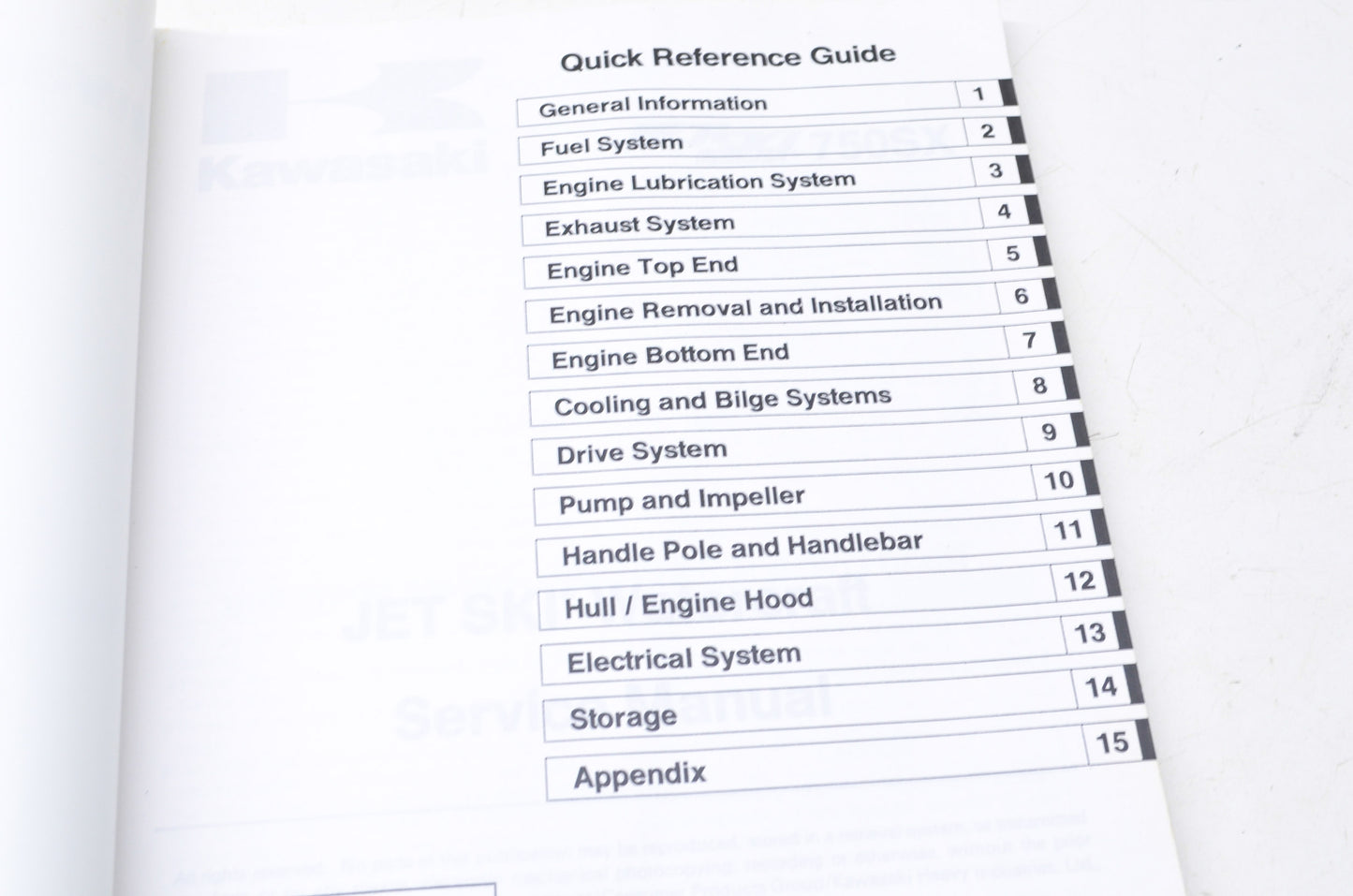 OEM Kawasaki 99924-1156-04 Service Manual 750SX