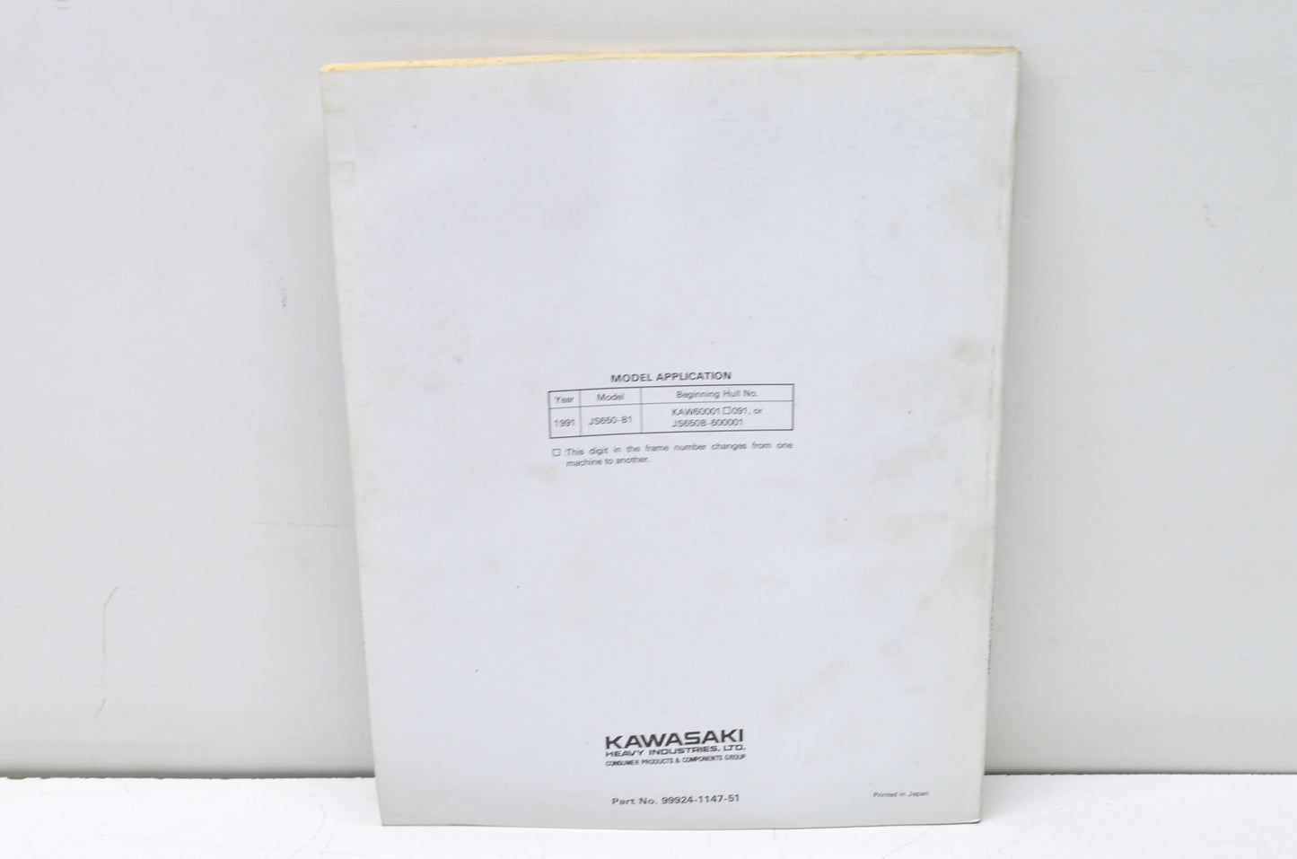OEM Kawasaki 99924-1147-51 Service Manual Supplement 650SX