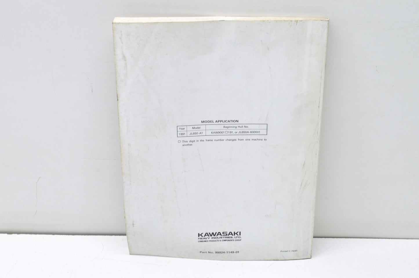 OEM Kawasaki 99924-1149-01 Service Manual JL650A