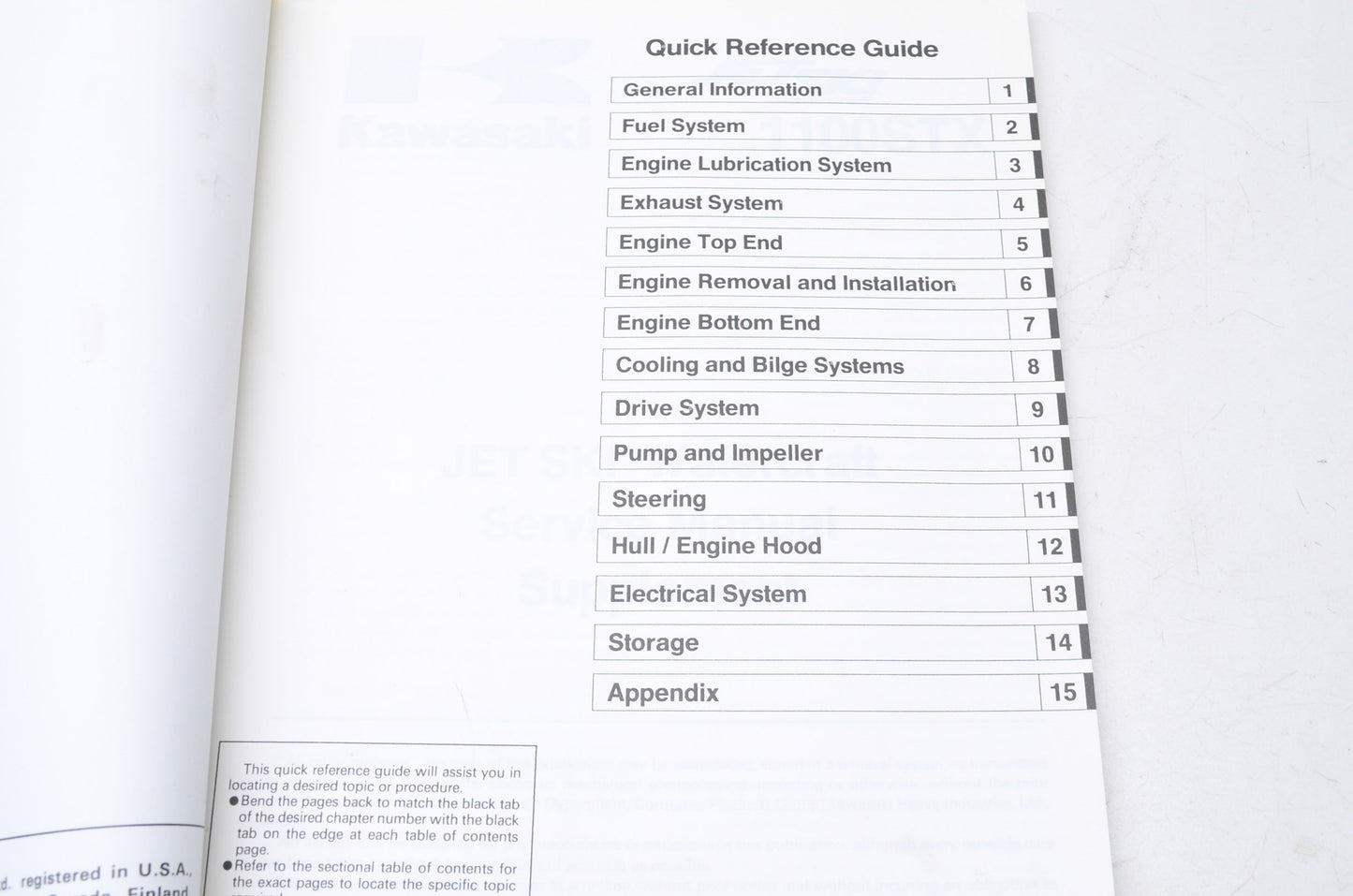 OEM Kawasaki 99924-1203-51 Service Manual Supplement JT1100A