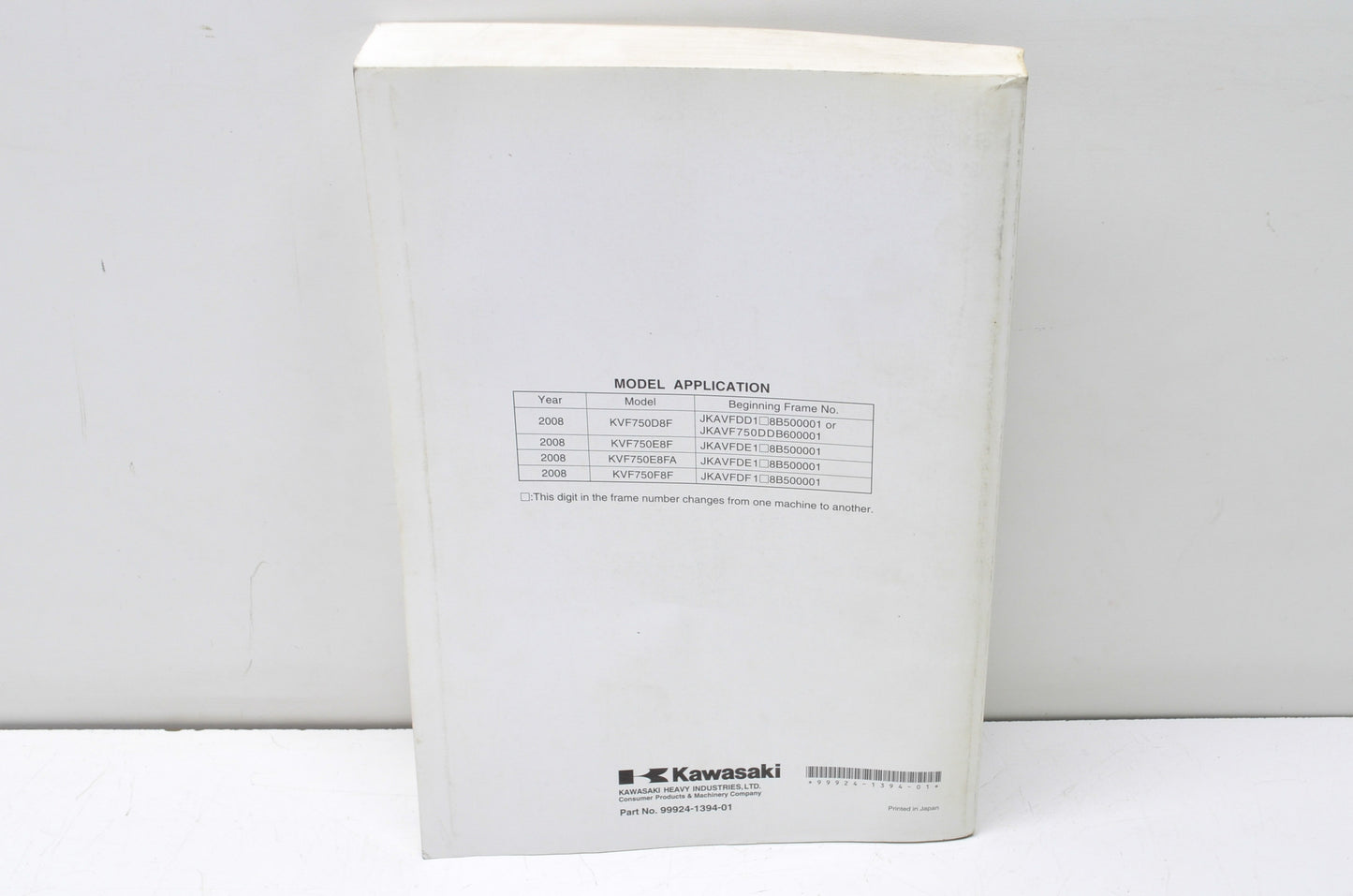 OEM Kawasaki 99924-1394-01 Service Manual KVF750D/E/F NOS