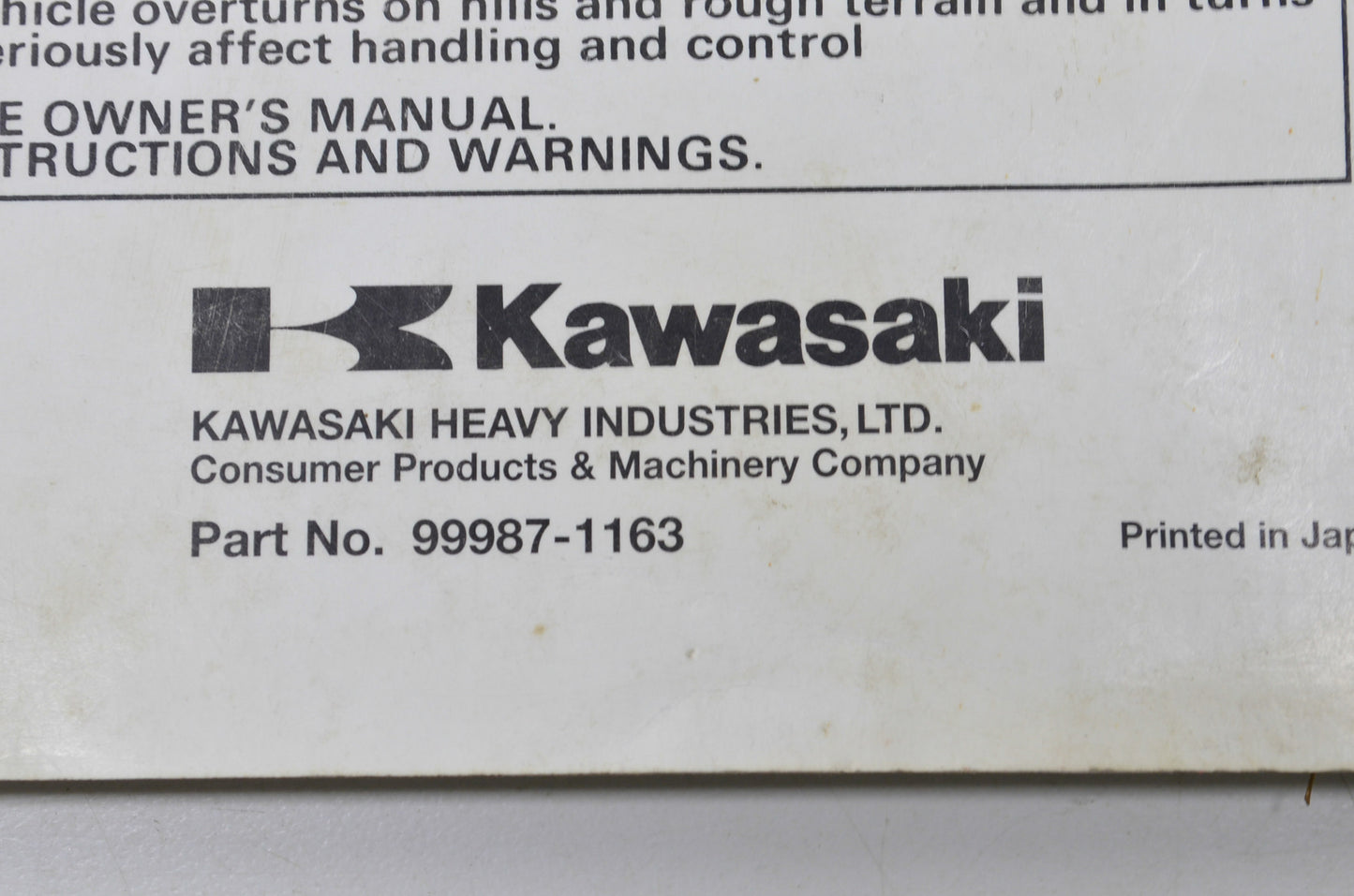 OEM Kawasaki Prairie 700 4x4 Owner's Manual