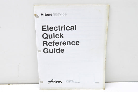 Ariens ESM-93 Electric Quick Reference Guide