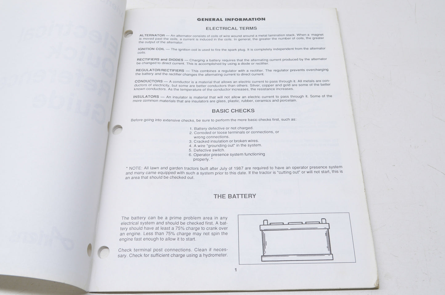 Ariens ESM-93 Electric Quick Reference Guide