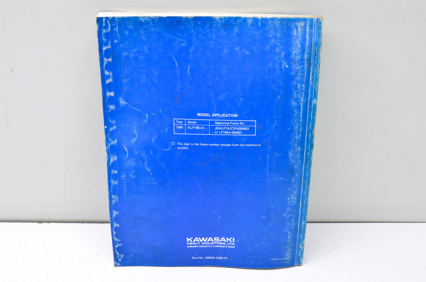 OEM Kawasaki 99924-1058-01 Service Manual KLF185A