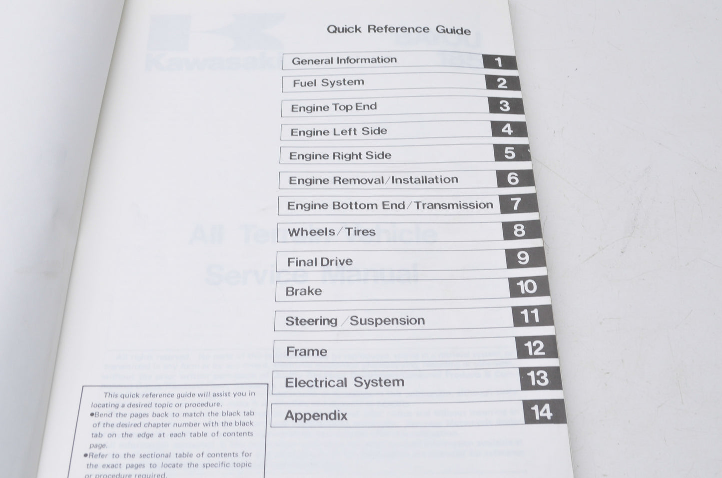 OEM Kawasaki 99924-1058-01 Service Manual KLF185A