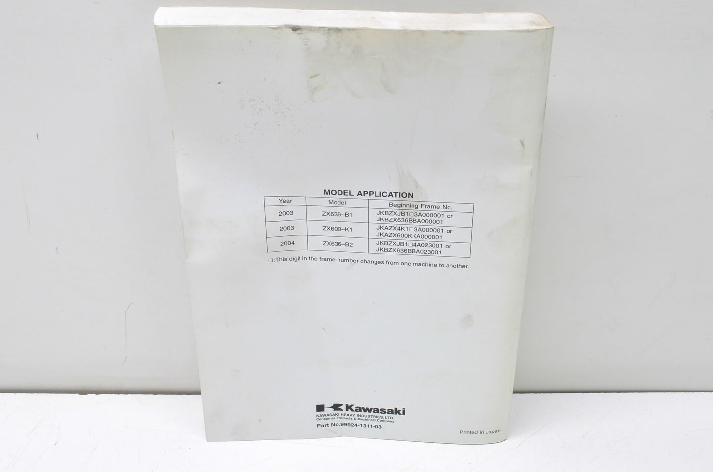 OEM Kawasaki 99924-1311-03 Service Manual ZX600K/ZX636B