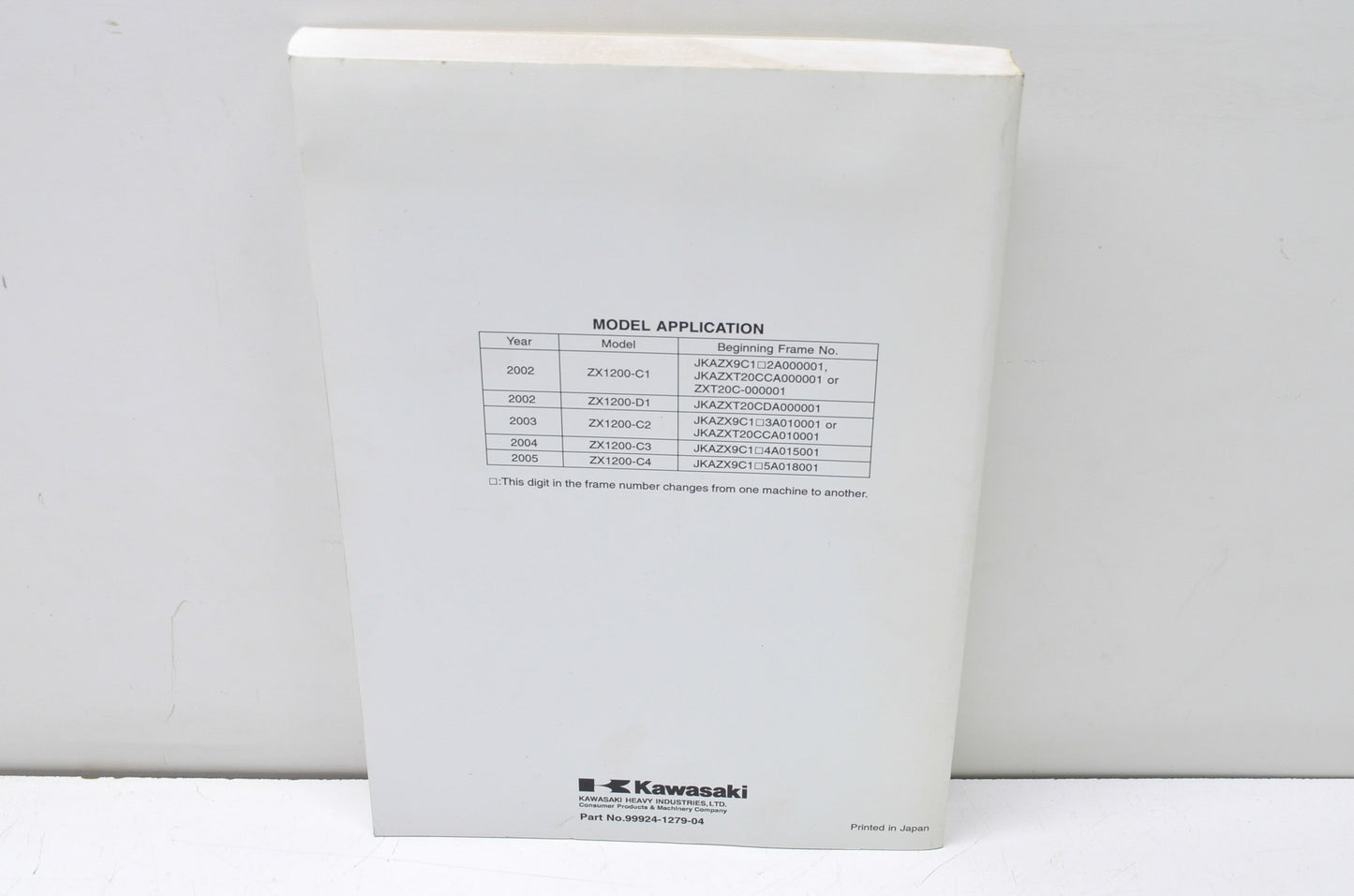 OEM Kawasaki 99924-1279-04 Service Manual ZX1200C NOS