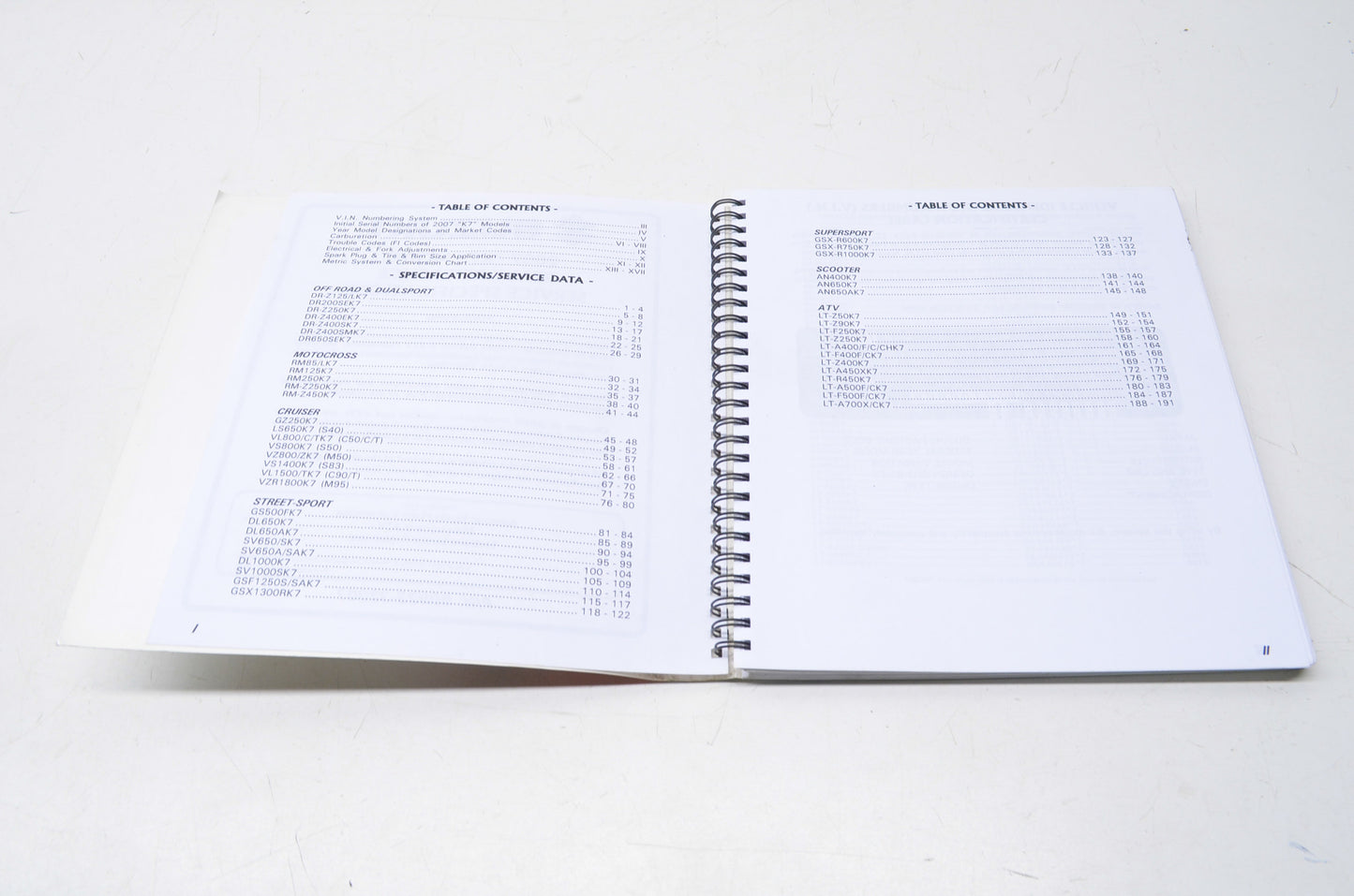OEM Suzuki 99923-32007 Motorcycle & ATV Ready Reference Manual 2007 'K7' Models