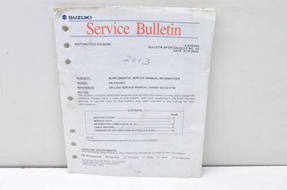 OEM Suzuki 2003 DR-Z250K3 4-Stroke Supplemental Service Manual