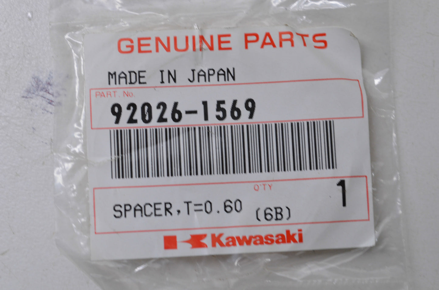 OEM Kawasaki 92026-1569 Spacer T=0.60 NOS